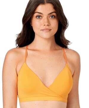 Kindly Women's Wireless Lightly Lined Clasp Back Bra Yellow Size XXL